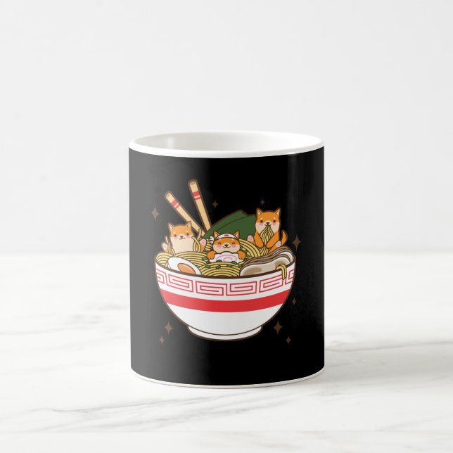 Taza De Café Kawaii dogs eating Ramen (Centro)