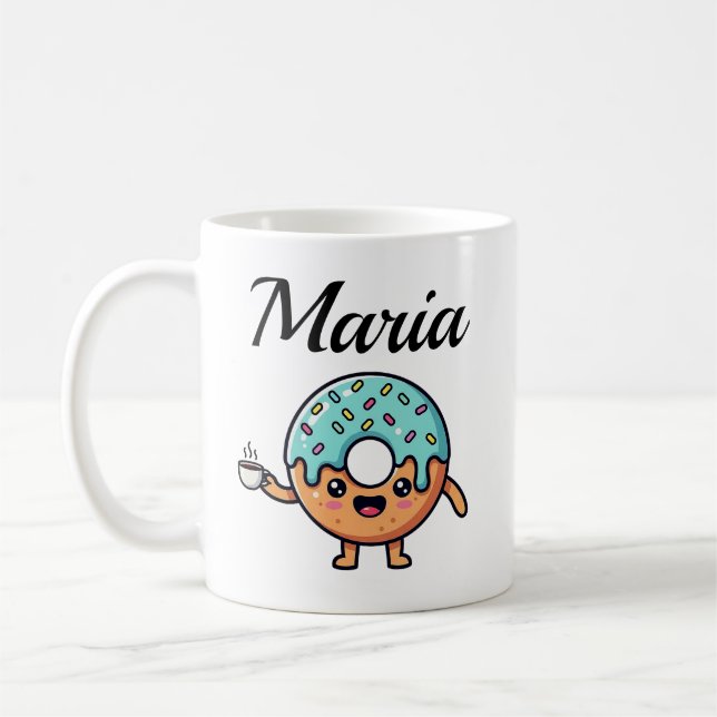Taza De Café  Kawaii Donut Coffee Lover Personalized Coffee Mug (Izquierda)