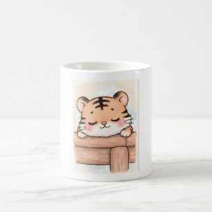Taza De Café Kawaii Dormilón, Acuarela Tierna