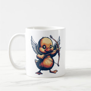 Taza De Café Kawaii Duckling Cupido "El amor está en el aire"