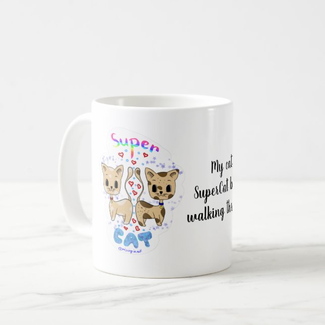 Taza De Café Kawaii Fun Cue Super Cat Mug (Anverso izquierdo)