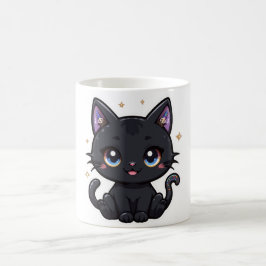 Taza De Café Kawaii Galaxy Black Cat Mug Cute Celestial Kitty