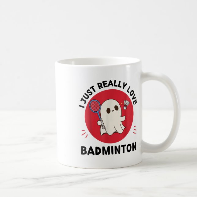 Taza De Café Kawaii Ghost Badminton Lover Me Encanta Ba (Derecha)