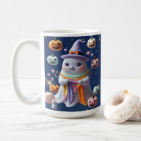 Kawaii Ghost Knitting Mug - Cute regalo de Hallowe