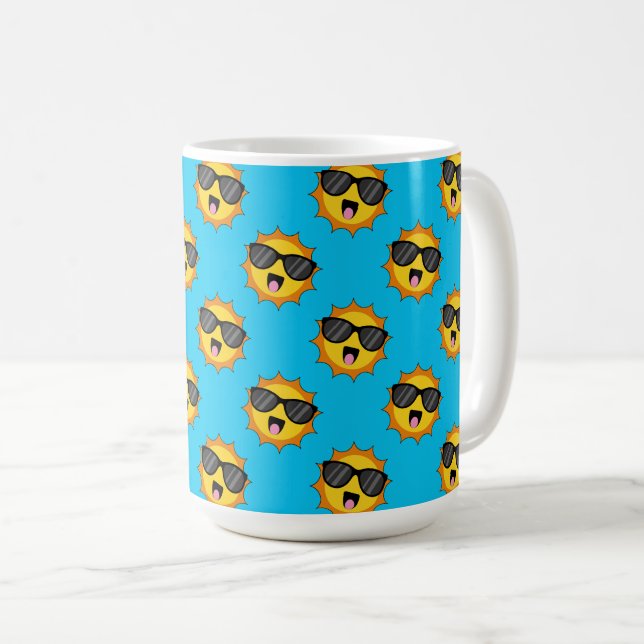Taza De Café Kawaii Happy Sun con gafas de sol (Anverso derecho)