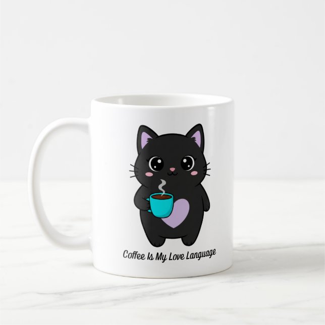 Taza De Café Kawaii Kitty Coffee Lover Gift | Cat Mom Cup (Izquierda)