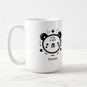 Taza De Café Kawaii lindo rostro de oso - Línea de arte Minimal