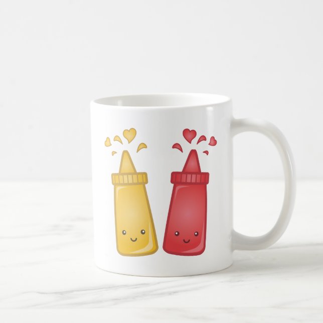 Taza De Café Kawaii Mustard y Ketchup Love (Derecha)