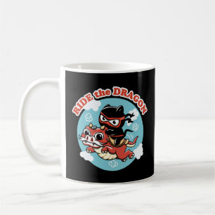 Taza De Café Kawaii Ninja Cat Pasar Por El Dragón