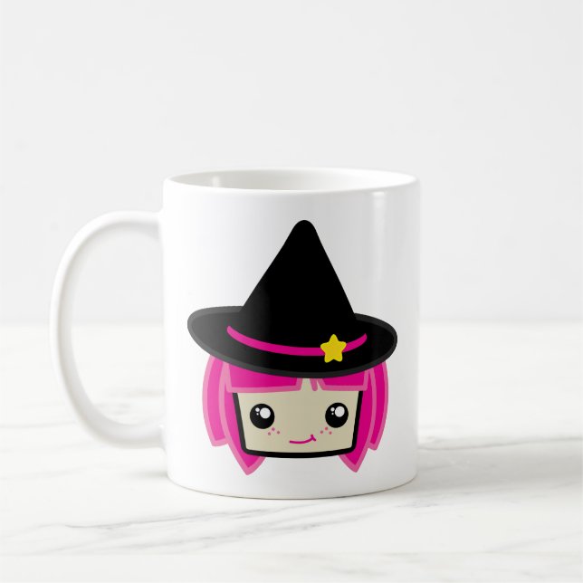 Taza De Café Kawaii Pink Haired Witch Mug (Izquierda)