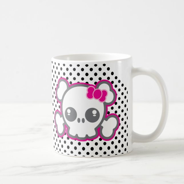 Taza De Café Kawaii Pink Ribbon Skull Mug (Derecha)