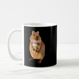 Taza De Café kawaii quokka comiendo helado cono