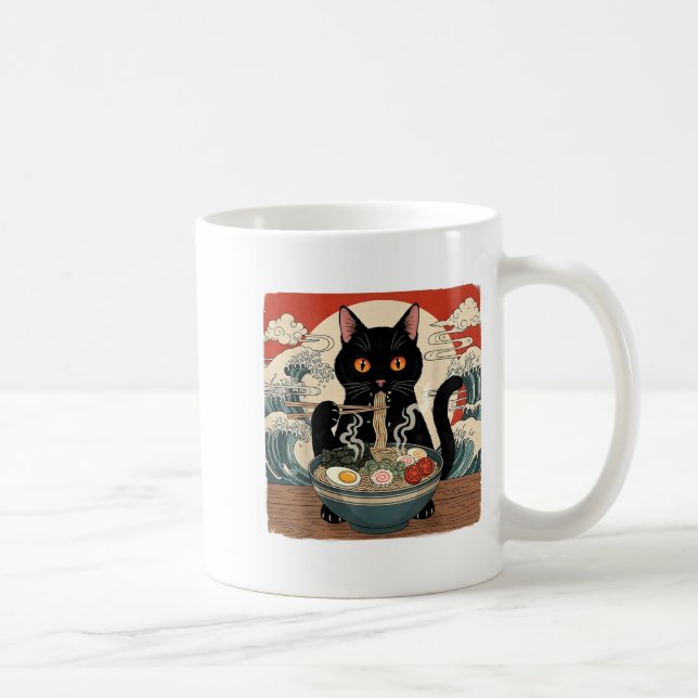 Taza De Café Kawaii Ramen Cat Anime Japanese Noodles Food Wave  (Derecha)