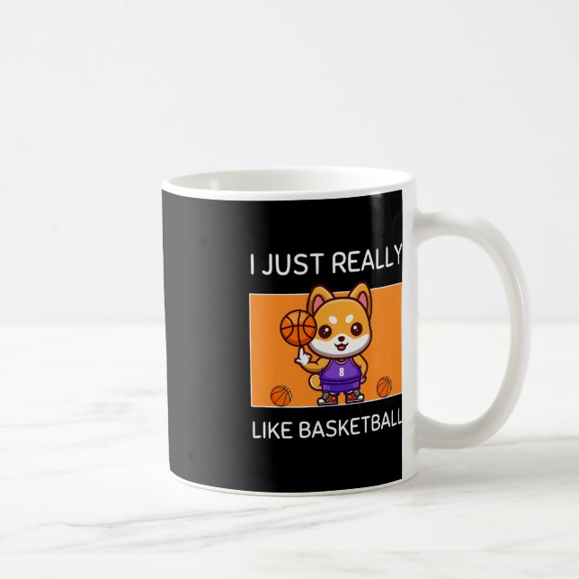 Taza De Café Kawaii Shiba Inu Me Gusta El Basketbal (Derecha)