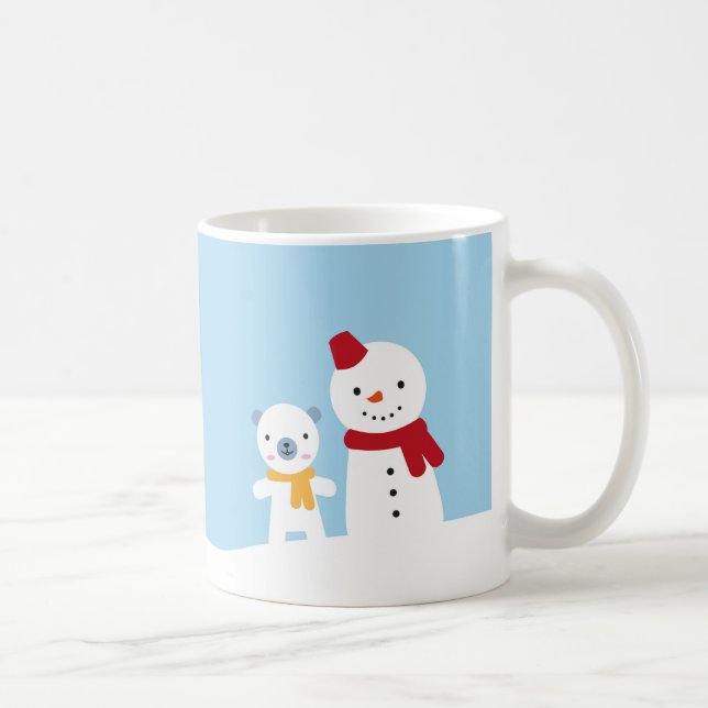 Taza De Café Kawaii Snow Day with Bunny & Bear Christmas (Derecha)
