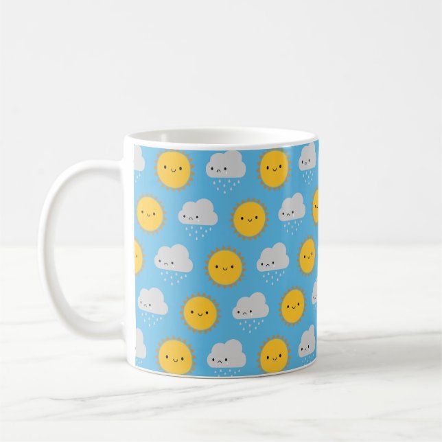 Taza De Café Kawaii Sol y Lluvia (Izquierda)