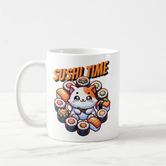 Taza De Café Kawaii Sushi Time Cat