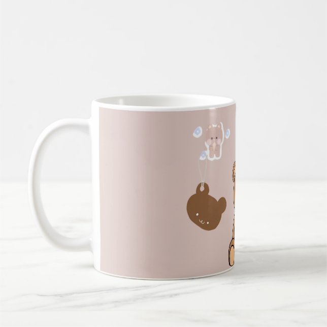 Taza De Café Kawaii Teddy Bear Illustration (Izquierda)