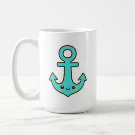 Taza De Café Kawaii Turquoise Anchor - Fantástico y Alegre