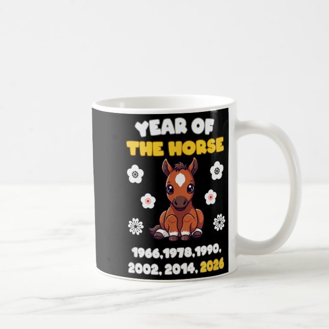 Taza De Café Kawaii Year Of Horse Chinese Zodiac 2026 Animal  (Derecha)