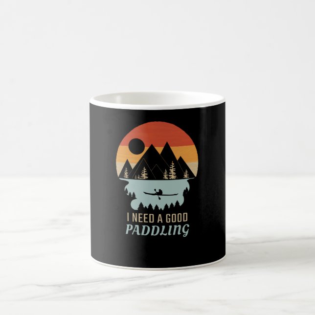 Taza De Café Kayak Mountains Retro (Centro)