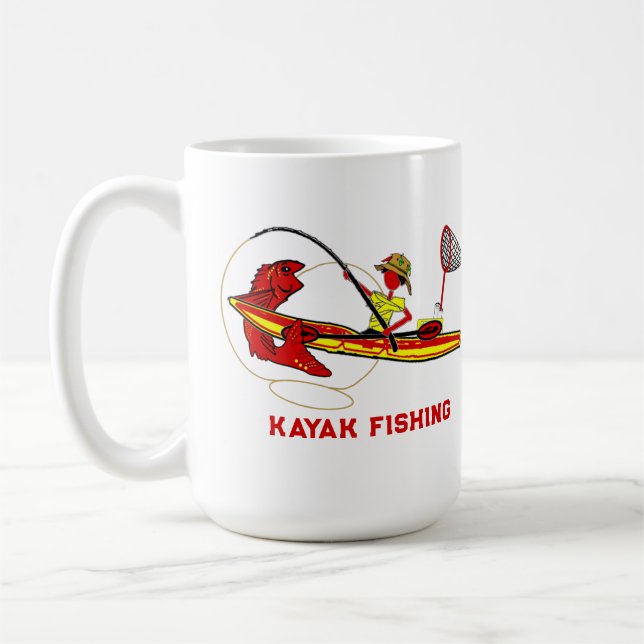 Taza De Café Kayak Pescando la leyenda en un café brillante (Izquierda)