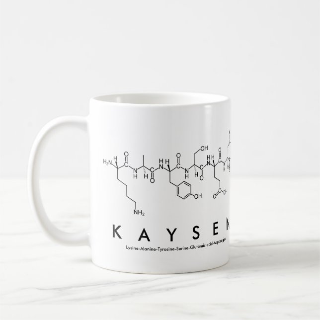 Taza De Café Kaysen peptide name mug (Izquierda)