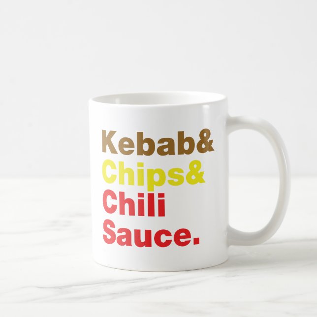 Taza De Café Kebab, Chips y Salsa de Chili. (Derecha)