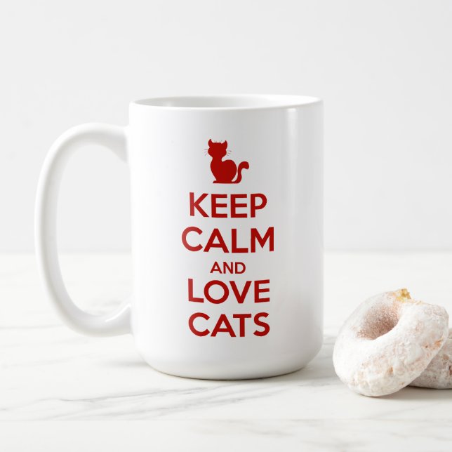 Taza De Café Keep Calm and Love Cats (Con donut)