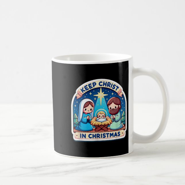 Taza De Café Keep Christ In Christmas Nativity Scene Manger Jes (Derecha)