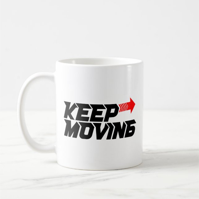 Taza De Café Keep Moving – Powerful Red Motivation Quote Design (Izquierda)