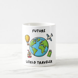 Taza De Café Keepsake de la aventura del viajero del mundo futu