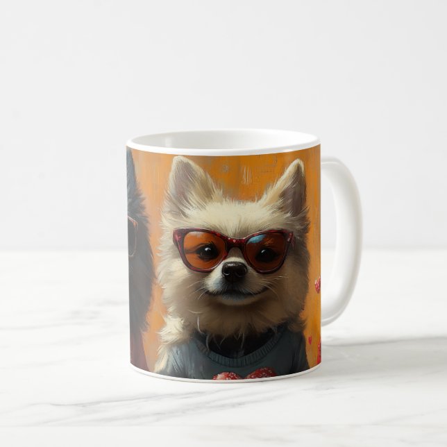 Taza De Café Keeshond con El día de San Valentín de Rosas del c (Anverso derecho)