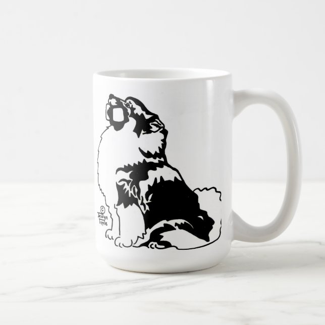 Taza De Café Keeshond de la obediencia (Derecha)