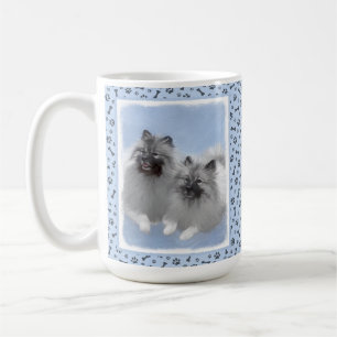 Taza De Café Keeshond Pair de Kees pintura animal original