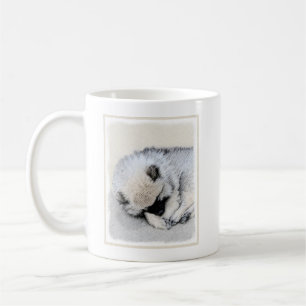 Taza De Café Keeshond Sleeping Pinting Pintura Original De Perr