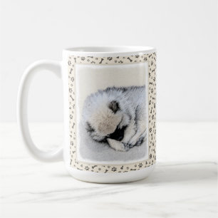 Taza De Café Keeshond Sleeping Pinting Pintura Original De Perr