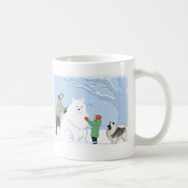 Taza De Café Keeshond Snow Dog Cute Winter Scene Keesie (Derecha)