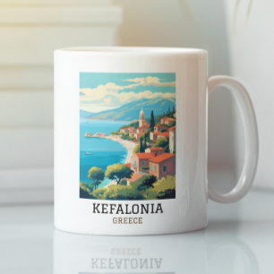 Taza De Café Kefalonia Grecia Viaje retro vintage