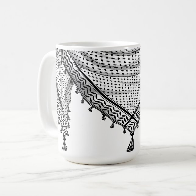 Taza De Café Keffiyeh palestino Scarf tejido tradicional (Anverso izquierdo)