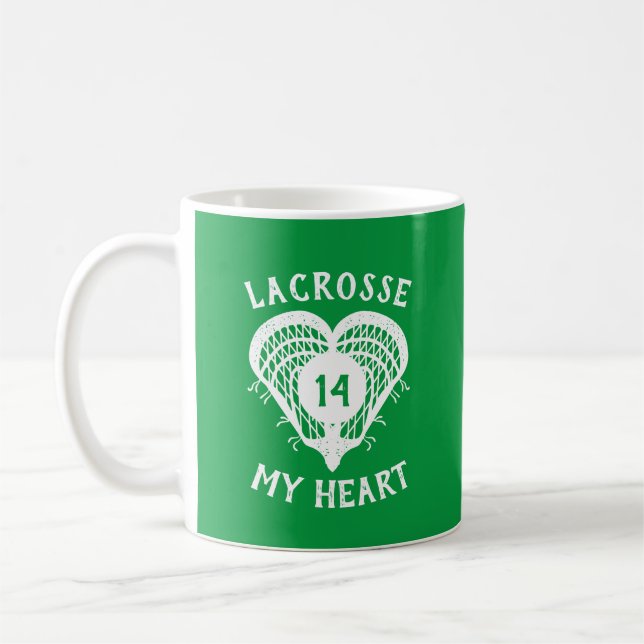 Taza De Café Kelly Green Lacrosse My Heart (Izquierda)
