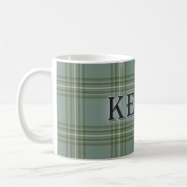 Taza De Café Kelly Tartán con el apellido (Izquierda)