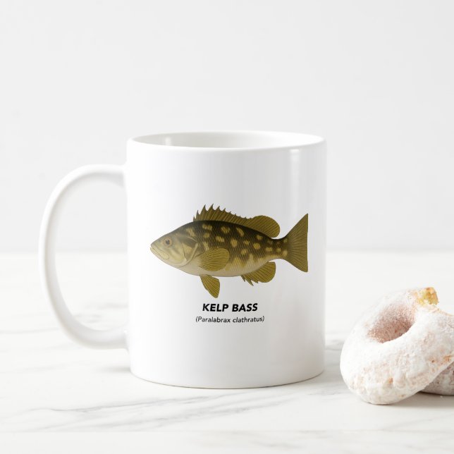 Taza De Café Kelp Bass - Animales marinos de California (Con donut)