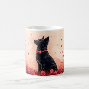 Taza De Café Kelpie australiano con rosas - Día de San Valentín