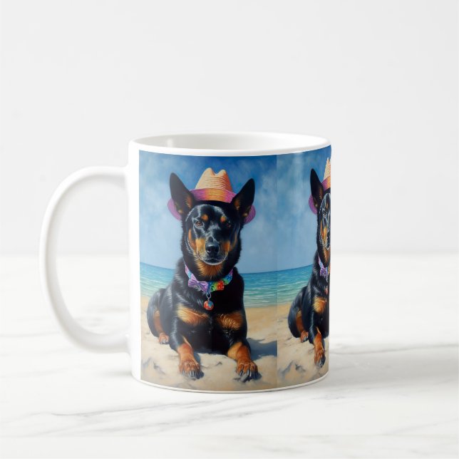 Taza De Café Kelpie australiano en la playa, regalo de verano p (Izquierda)