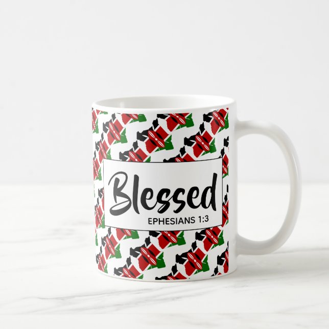 Taza De Café KENIA Bendice Escritura Cristiana Efesiana (Derecha)