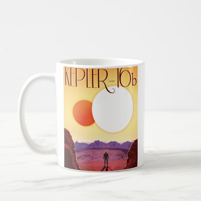 Taza De Café Kepler-16b: Binary Solar Sunset Fine Art Space (Izquierda)