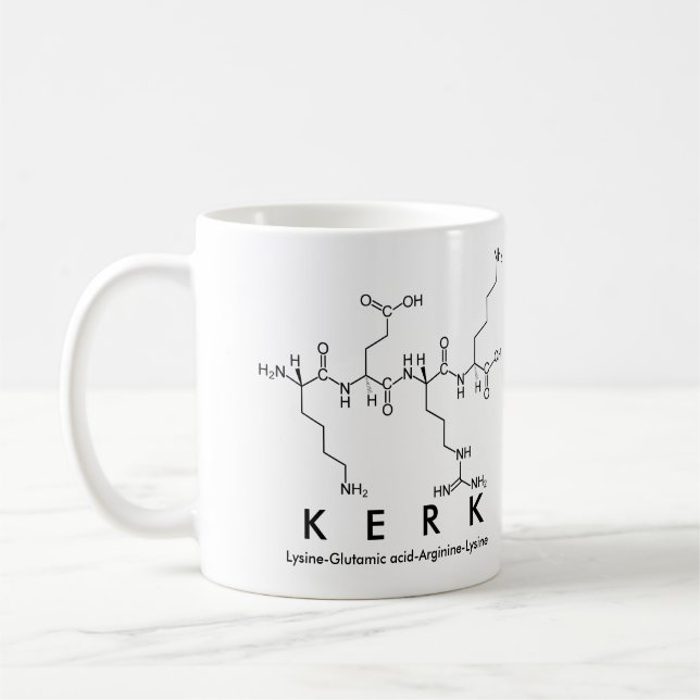 Taza De Café Kerk peptide name mug (Izquierda)