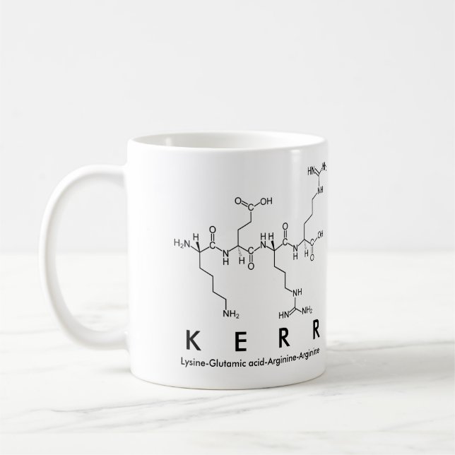 Taza De Café Kerr peptide name mug (Izquierda)