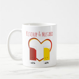 Taza De Café Ketchup y mostaza con corazón y palabras